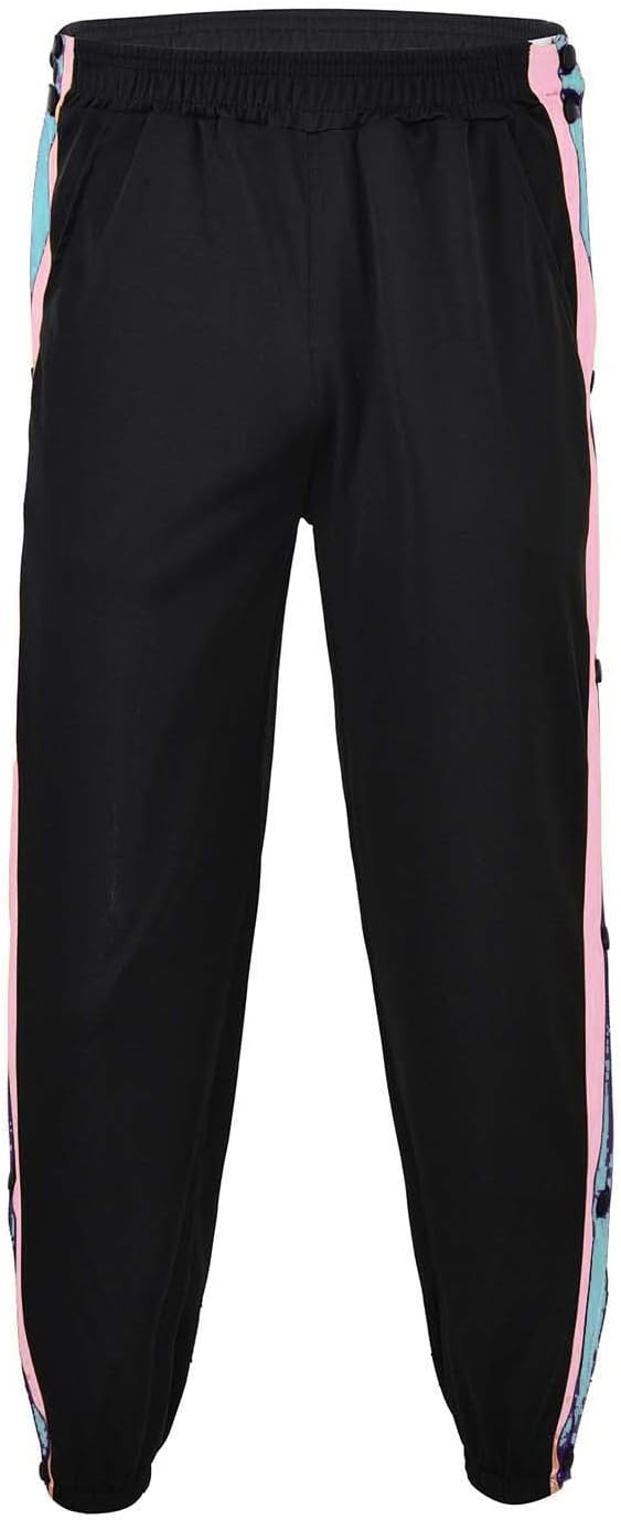 Trainingshose Damen Sporthose Mit Seitlicher Knopfleiste Hosen Unisex Sweatshose Streifen Sweatpants