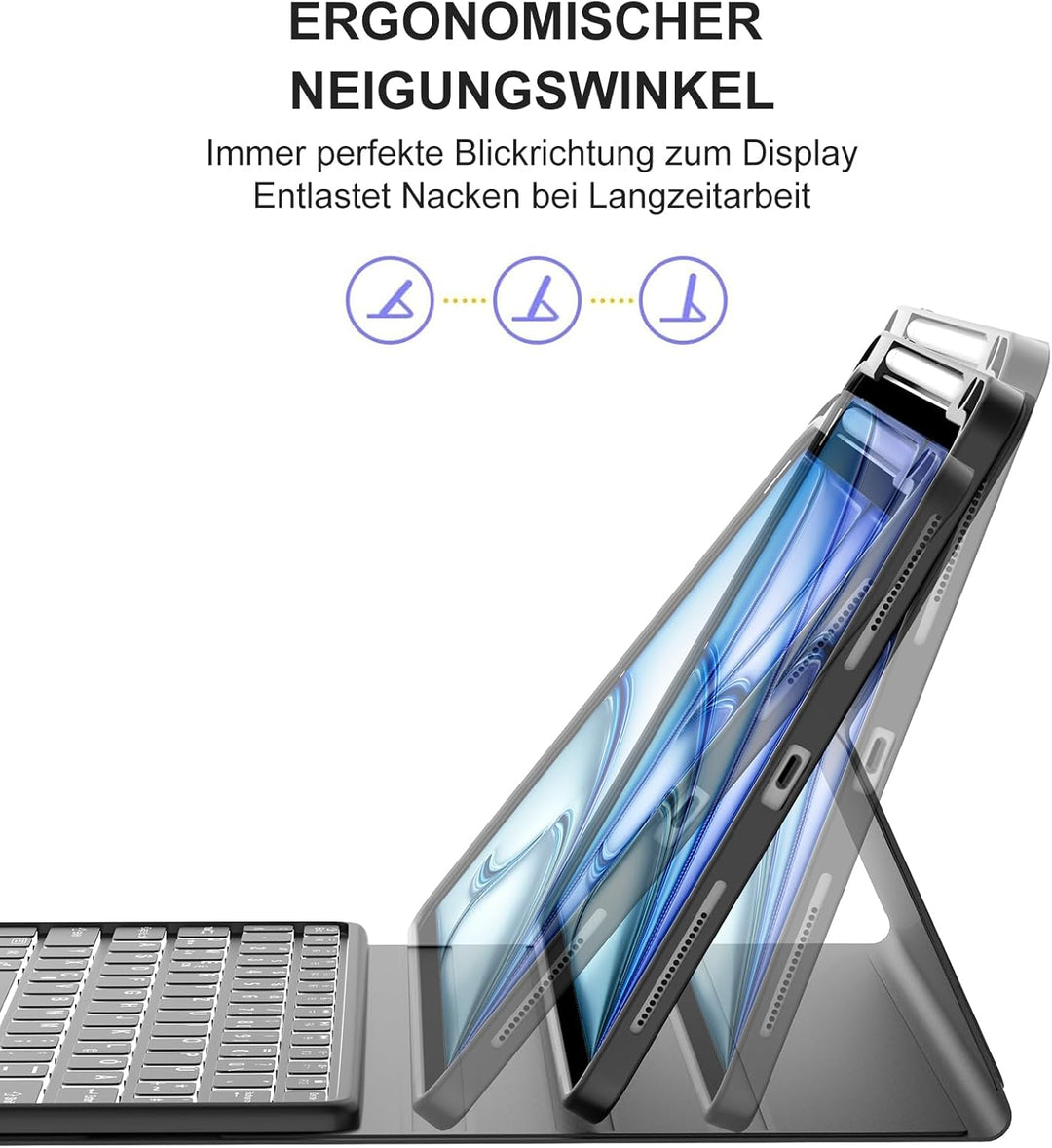 Für iPad Air 11 (M4/M3/M2 2024-2026) Hülle mit Tastatur Premium, 7-Farben Beleuchtung und Trackpad,
