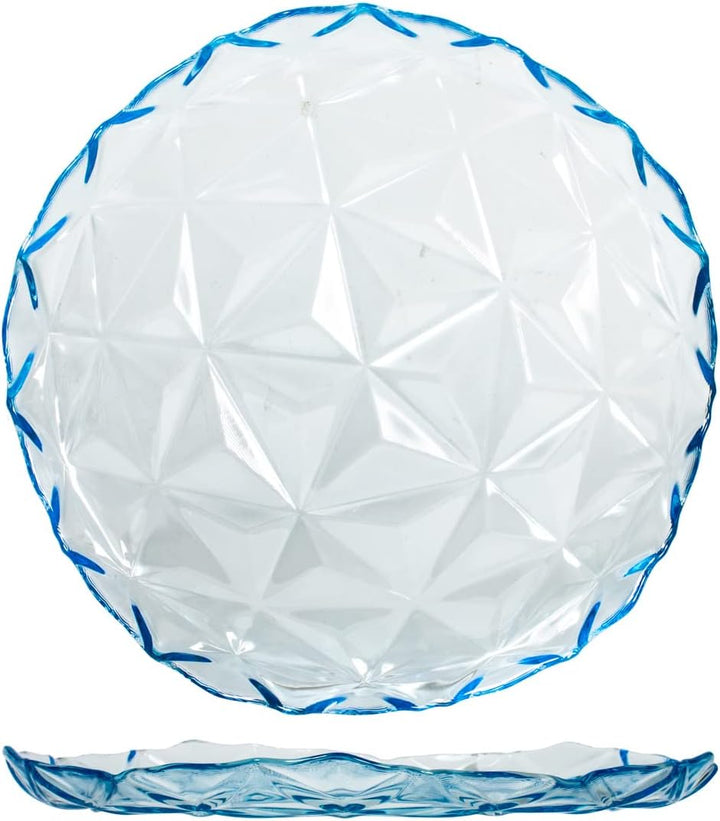 Pasabahce Estrella Servicola aus Glas, 18 Teller, hellblau, modernes und elegantes Design