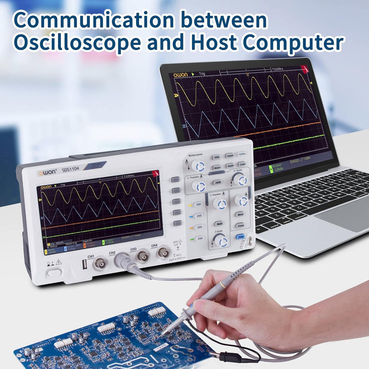 OWON 100 MHz Digitales Oszilloskop SDS1104, 17,8 cm (7 Zoll) LCD-Digitalspeicher-Oszilloskop, unters