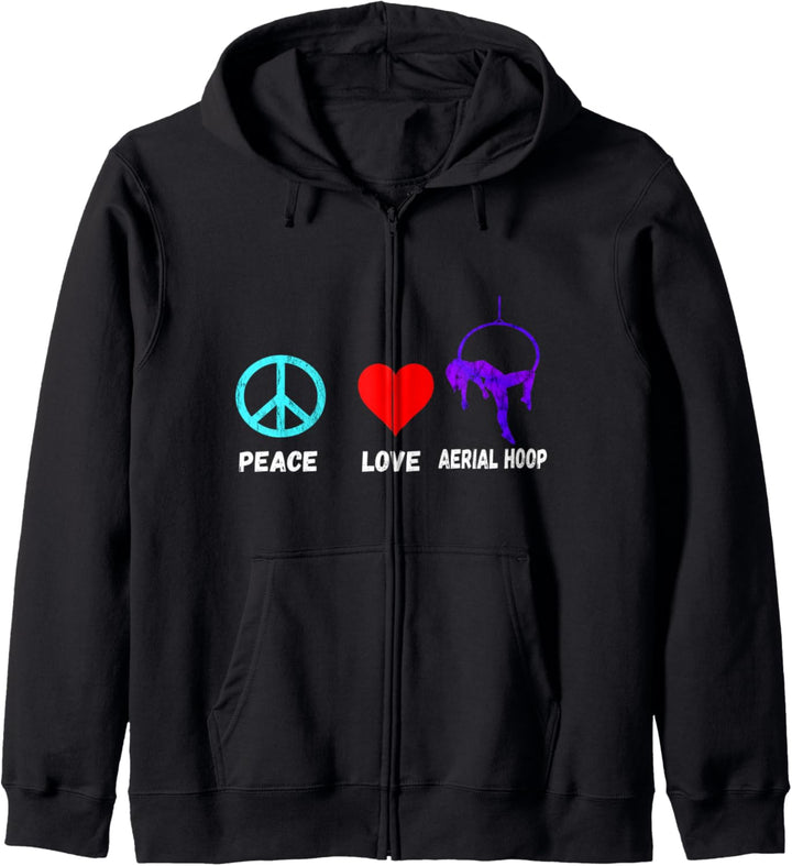 Luftakrobatik Aerial Hoop Peace Love Pole Dance Luftakrobat Kapuzenjacke