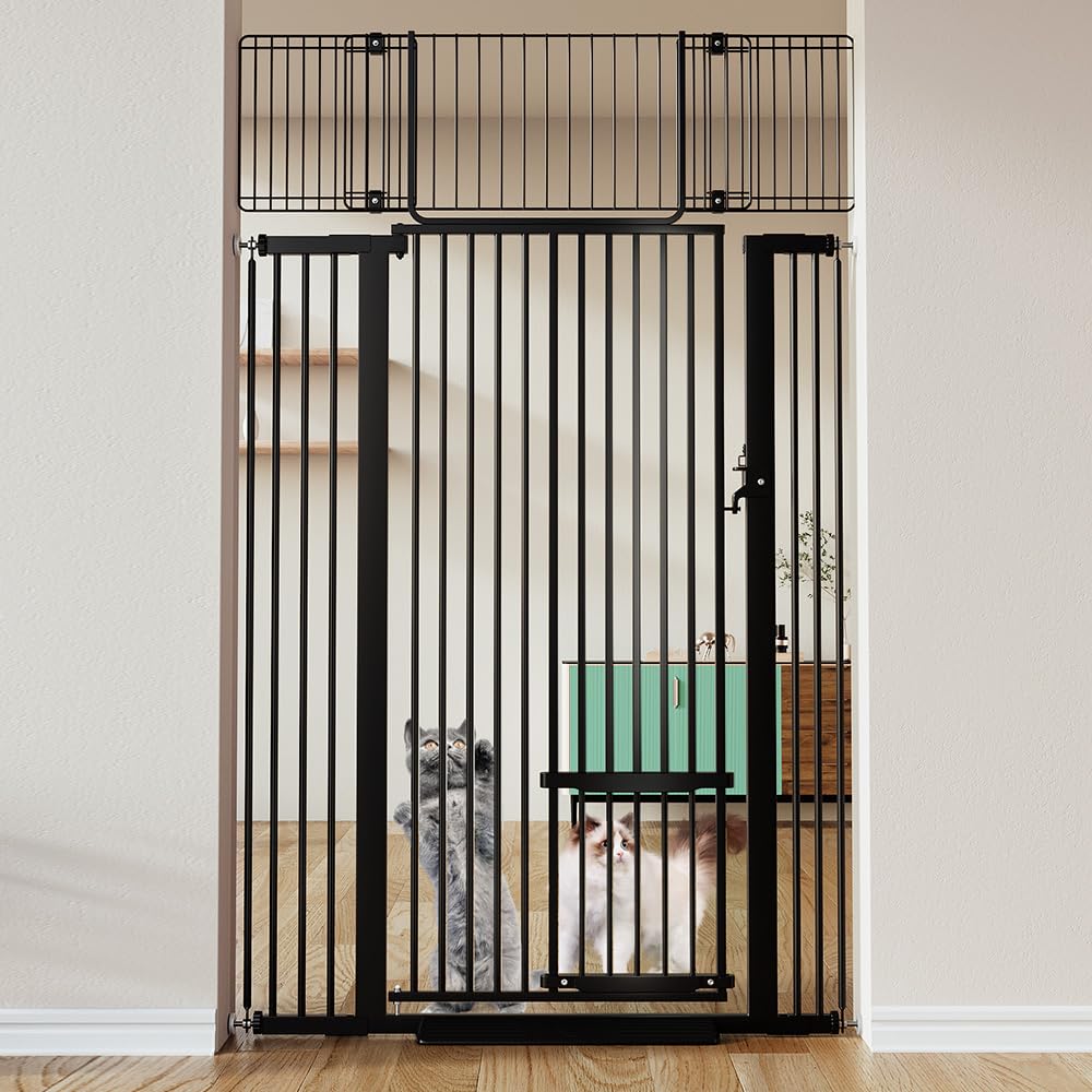 COMOMY 180 cm Extra Hoch Türgitter Katze/Hund, 75-103 cm Extra Breit Türschutzgitter mit Verstellbar