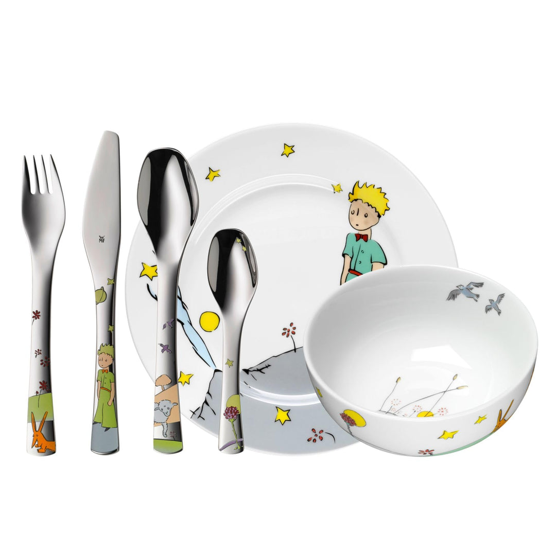 WMF Kindergeschirr-Set Der kleine Prinz, 6-teilig – Edelstahl Besteck mit persönlicher Gravur – Kind