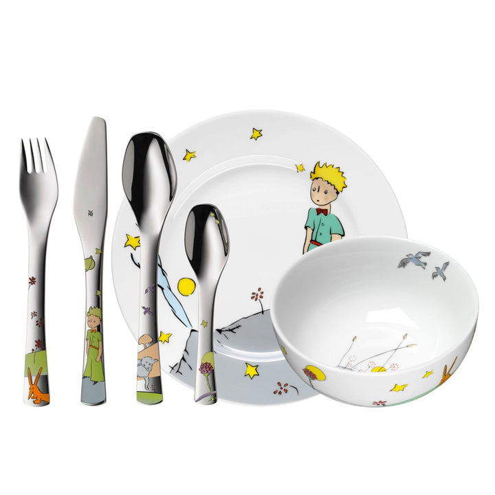 WMF Kindergeschirr-Set Der kleine Prinz, 6-teilig – Edelstahl Besteck mit persönlicher Gravur – Kind