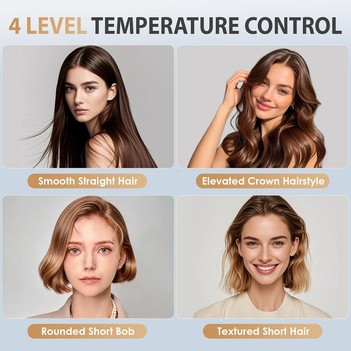 Mini Haarglätter Bürste, Tragbare Glättbürste Kabellos, Professionelles Haarwerkzeug zum Stylen, 4 T