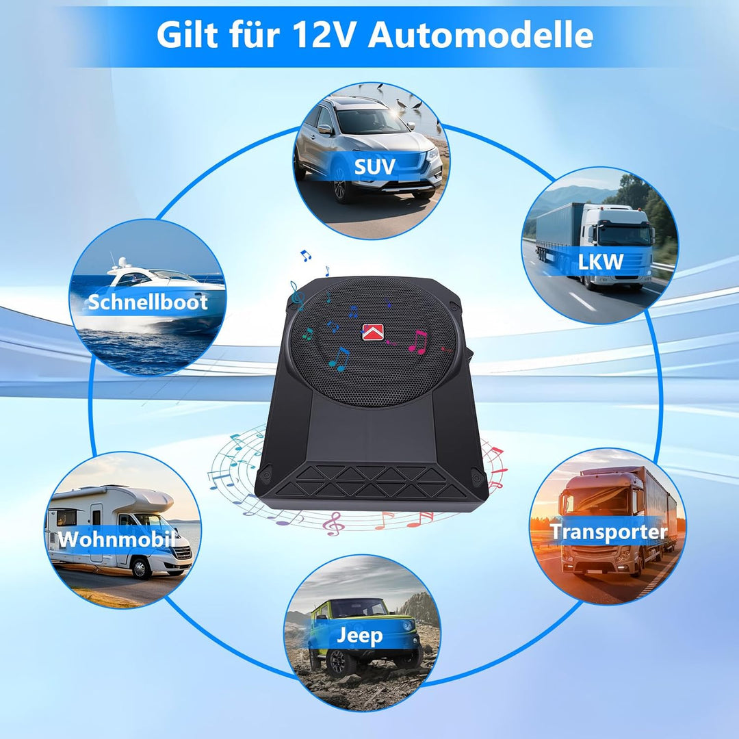 VINGVO Subwoofer Auto,10Zoll 800W Aktiv Subwoofer Für Auto,2.6 Ohm Ultra Flach Untersitz Subwoofer A