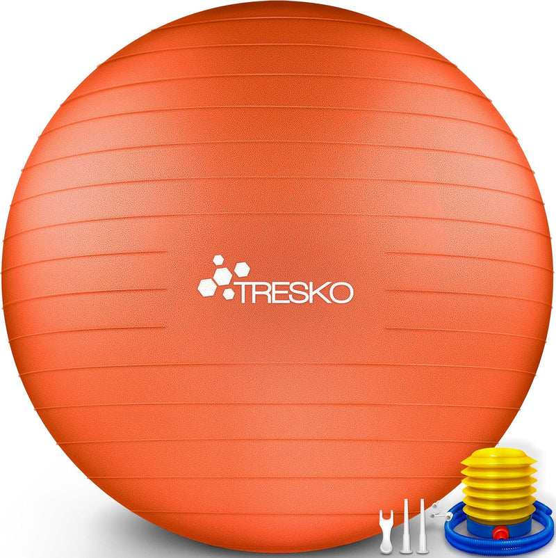 TRESKO® Gymnastikball BPA-Frei inkl. Luftpumpe | Ball für Fitness, Yoga, Gymnastik, Schwangerschaft,