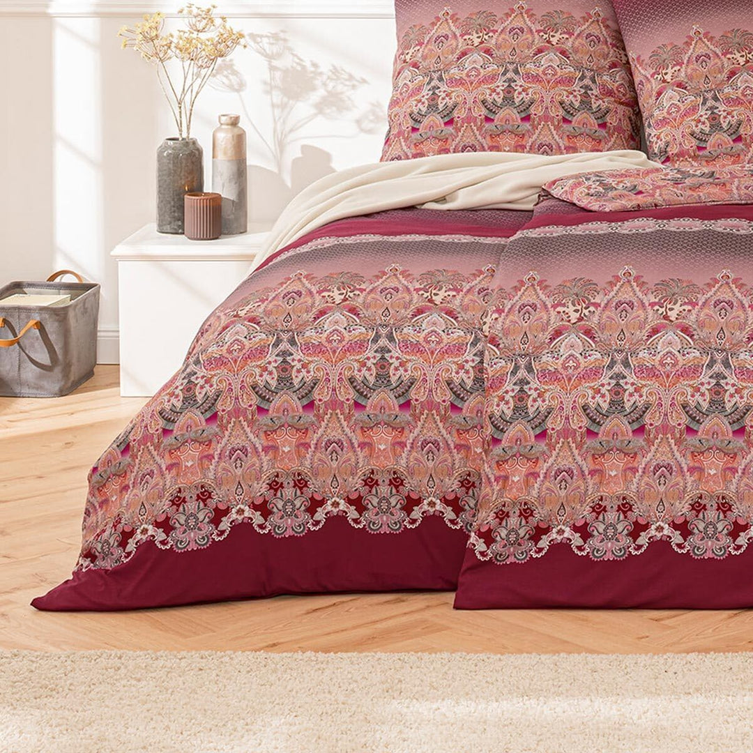 ESTELLA Mako Interlock Jersey Bettwäsche Khira Rubin 1 Bettbezug 155 x 220 cm + 1 Kissenbezug 80 x 8