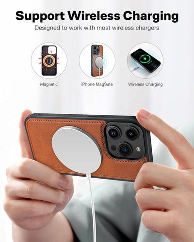 OCASE iPhone 15 Pro Hülle(2in1) Leder Stossfestes Case [Abnehmbare magnetische Hülle] [Kabelloses La