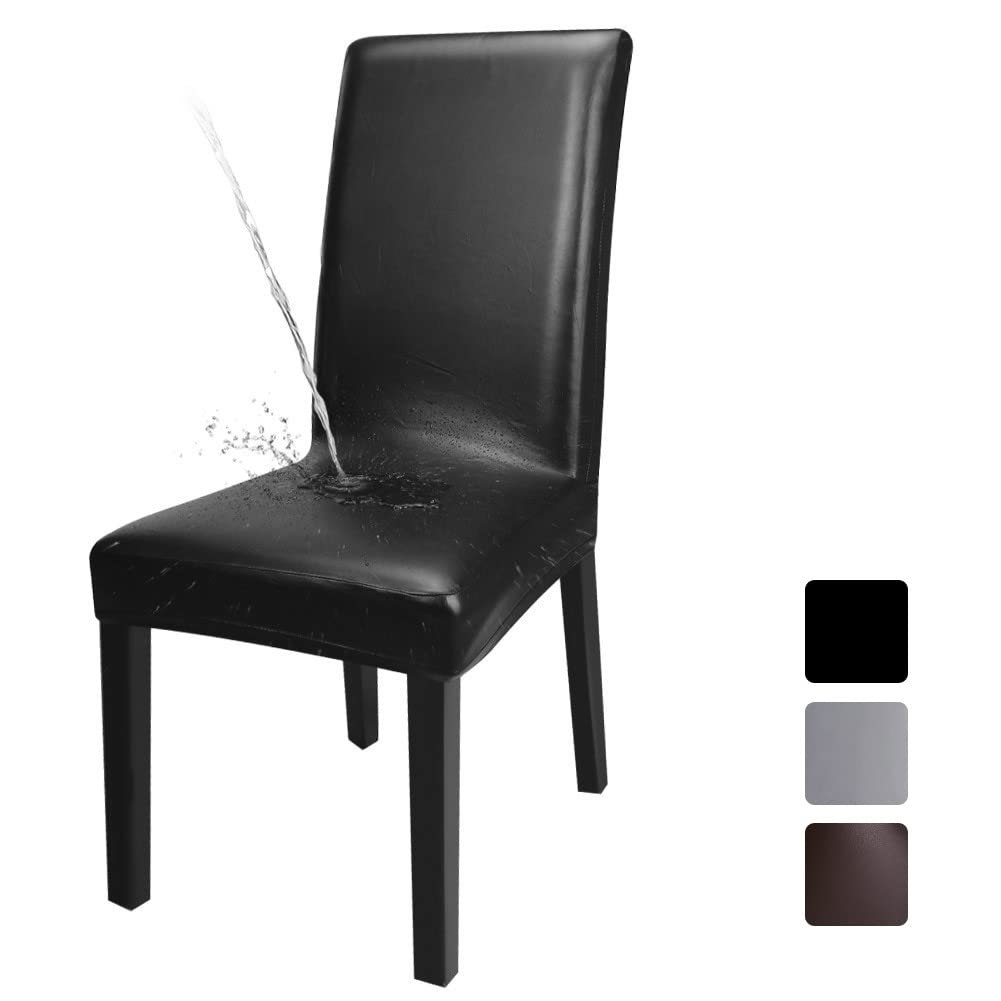 Fuloon Esszimmer Stuhlhussen 4er/6er Set, Wasserdichtes Pu Leder Stretch Stuhl-Bezug Bi-elastische S
