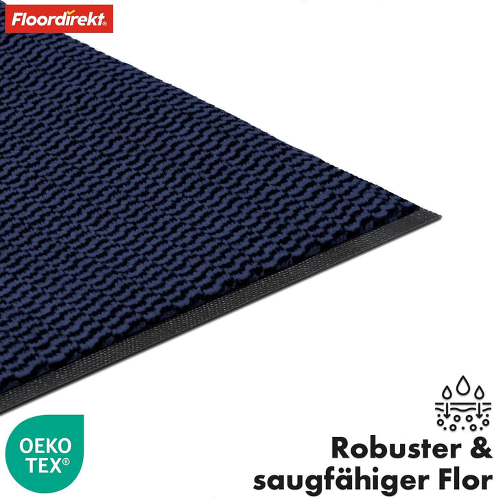 Floordirekt Premium Fussmatte für Eingangsbereich, 80x120cm Blau, Schmutzfangmatte für Innen und Aus