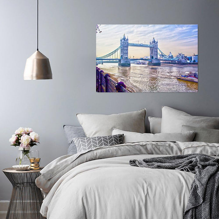 Feeby Frames, Leinwandbild, Bilder, Wand Bild, Wandbilder, Kunstdruck 60x80cm, LONDON BRÜCKE, AUSSIC