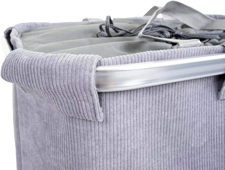 Mendler Wäschesammler HWC-C34 2 Fächer Henkel 54x52x32cm 89l - cord grau | Laundry, Wäschekorb, Wäsc
