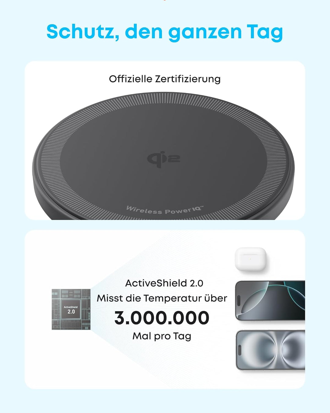 Anker Zolo Magnetisches kabelloses Ladepad, Qi2-zertifiziert, 15W, MagSafe-kompatibel, für iPhone 17