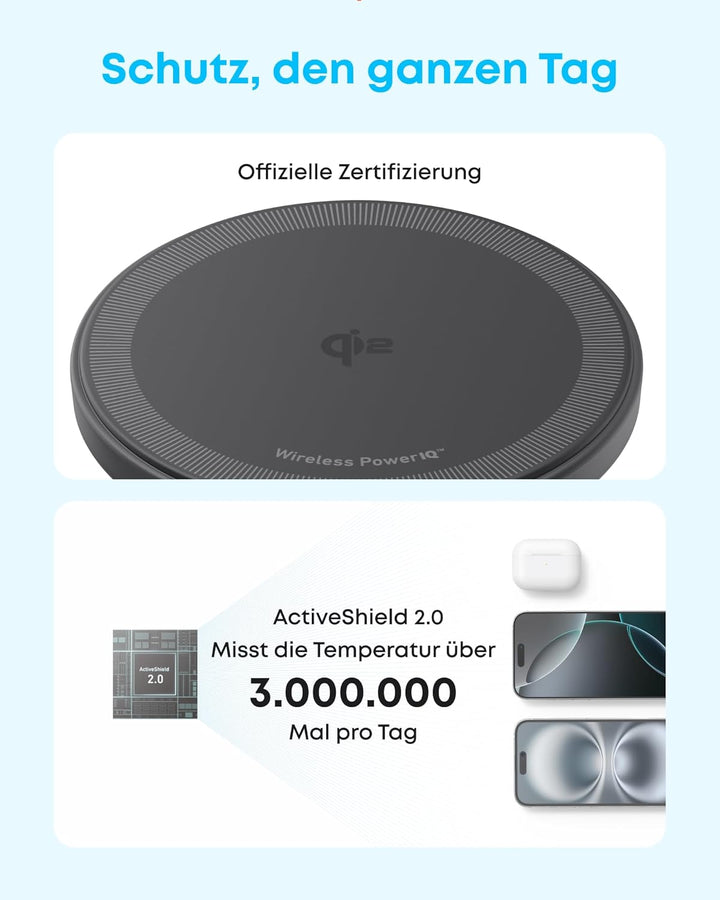 Anker Zolo Magnetisches kabelloses Ladepad, Qi2-zertifiziert, 15W, MagSafe-kompatibel, für iPhone 17