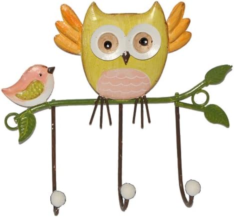 1 Stück: Garderobenhaken Eulen aus Metall - Wandhaken Kindergarderobe mit 3 Kleiderhaken Kind Wandga