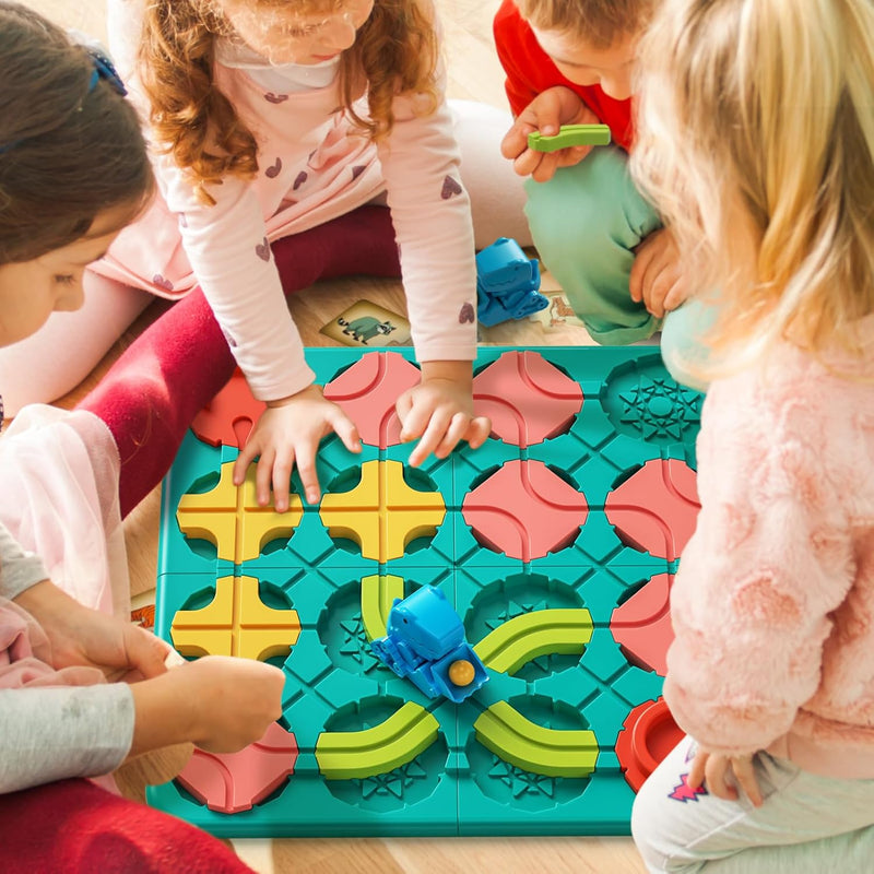 burgkidz Logik Labyrinth Brettspiele für Kinder ab 4 5 6 7 8 Jahre, Logischer Puzzle Strassenbauer K