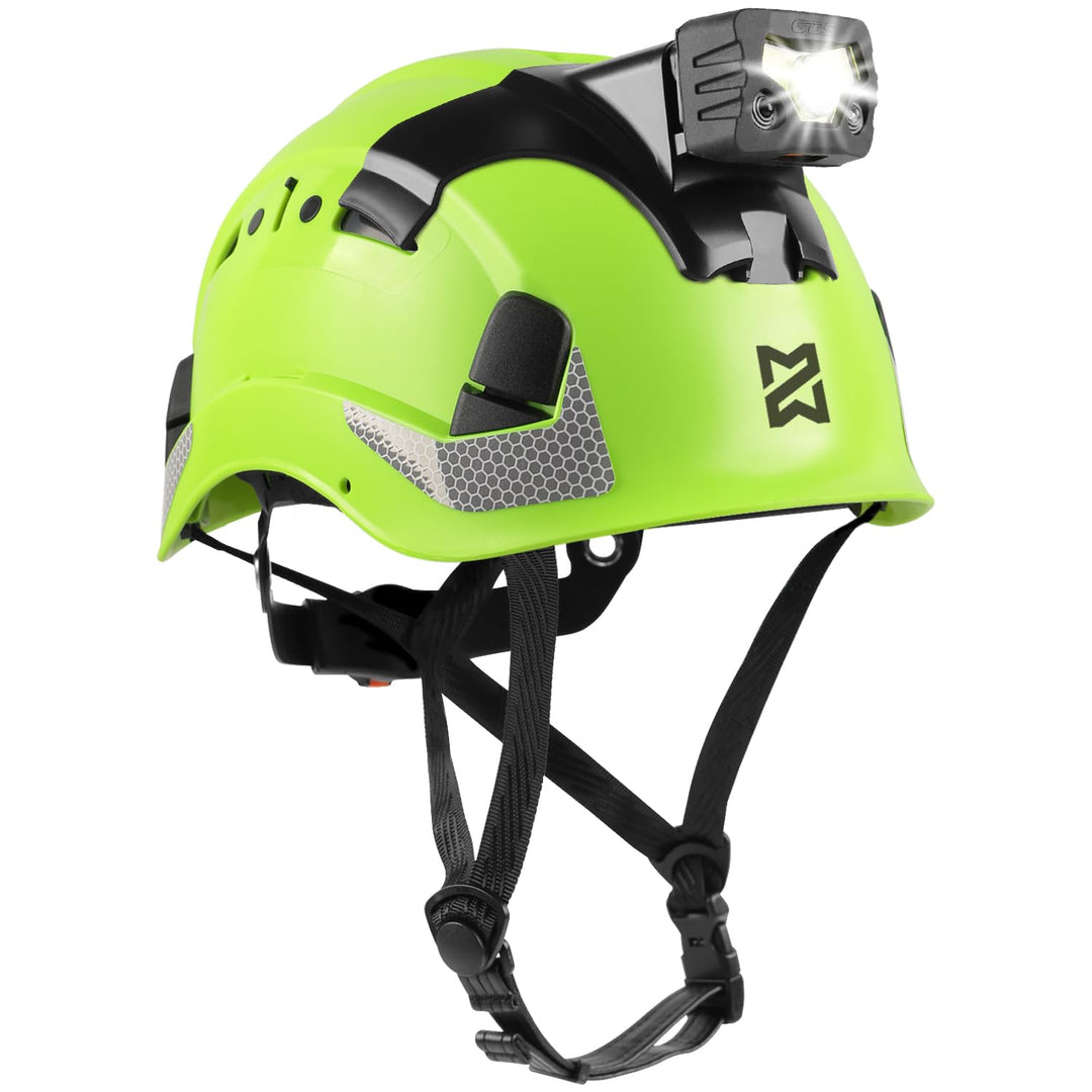 HEARMOR Höhenarbeiten Industriehelm Erwachsene Bauhelm LED-Kopflampe inklusive ABS Schutzhelm Zertif