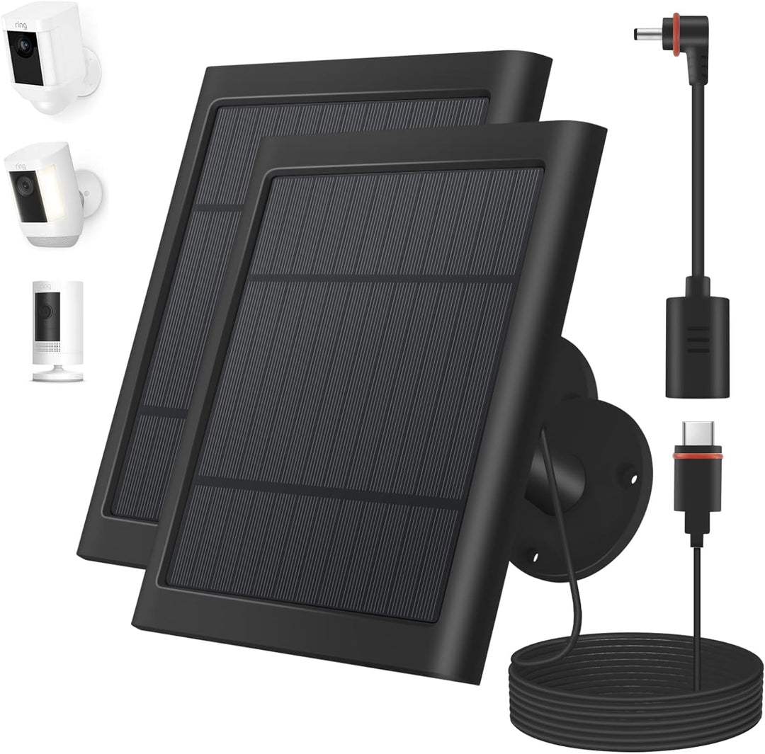 Solarpanel für Ringkamera, 2 Stück, 4 W Solar-Ladegerät, kompatibel mit Ringstrahler und Stick Up Ou