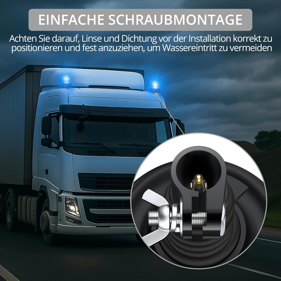 Justech 2x 40 SMD LED Rundumleuchte Warnleuchten Rundumlicht mit Blinkleuchte Blitzleuchte IP56 Magn