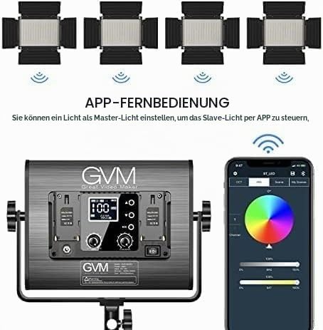 GVM LED Videoleuchte Panel Set, 60W LED Video Beleuchtung mit Ständer, 3200K~5600K APP-Steuerung LED