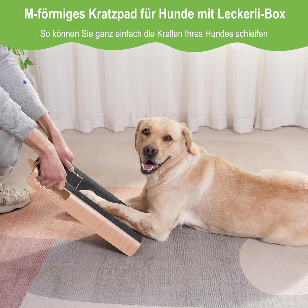M-förmiges Hundekratzpad für Nägel mit Leckerli-Box, Hundenagel-Kratzbrett, Hundenagelfeilenspielzeu