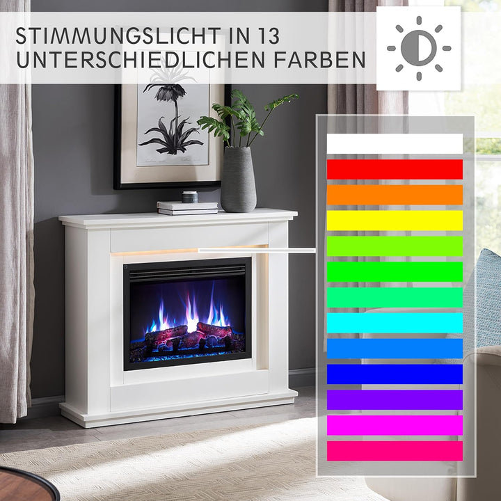 RICHEN Baldur Elektrokamin - Standkamin mit Heizung bis 2000W, 3D-Flammeneffekt, LED-Beleuchtung, Kn