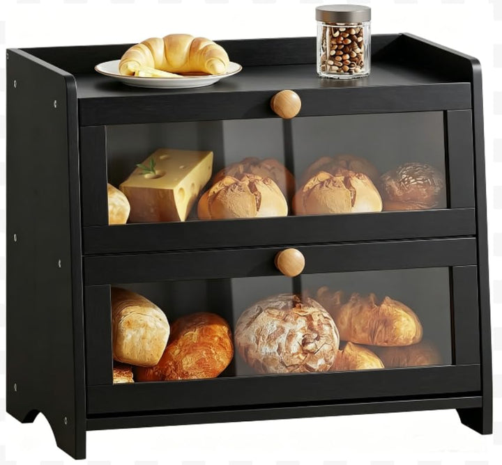 BAMBANG Brotkasten Bambus,Brotaufbewahrung Frischhalten Brotbehälter Brotschrank Bread Box Holz,Brot