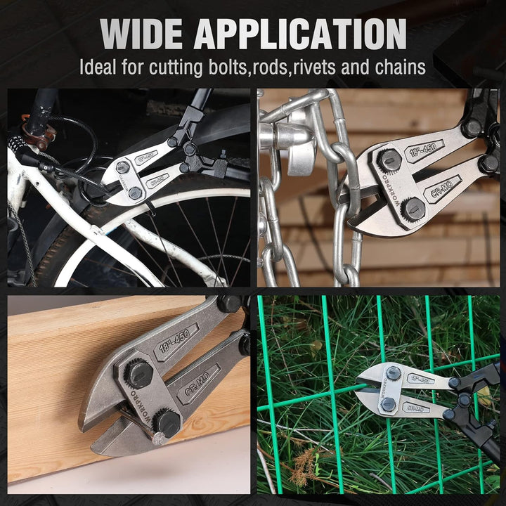 WORKPRO 45,7 cm Bolzenschneider, Chrom-Molybdän-Stahlklinge, robuster Bolzenschneider mit weichem Gu