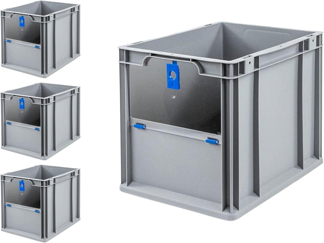 SuperSparSet 4x Eurobox NextGen Insight Cover | HxBxT 32x30x40 | 30 Liter | Hoch/Blau | Eurobehälter