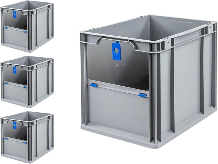 SuperSparSet 4x Eurobox NextGen Insight Cover | HxBxT 32x30x40 | 30 Liter | Hoch/Blau | Eurobehälter