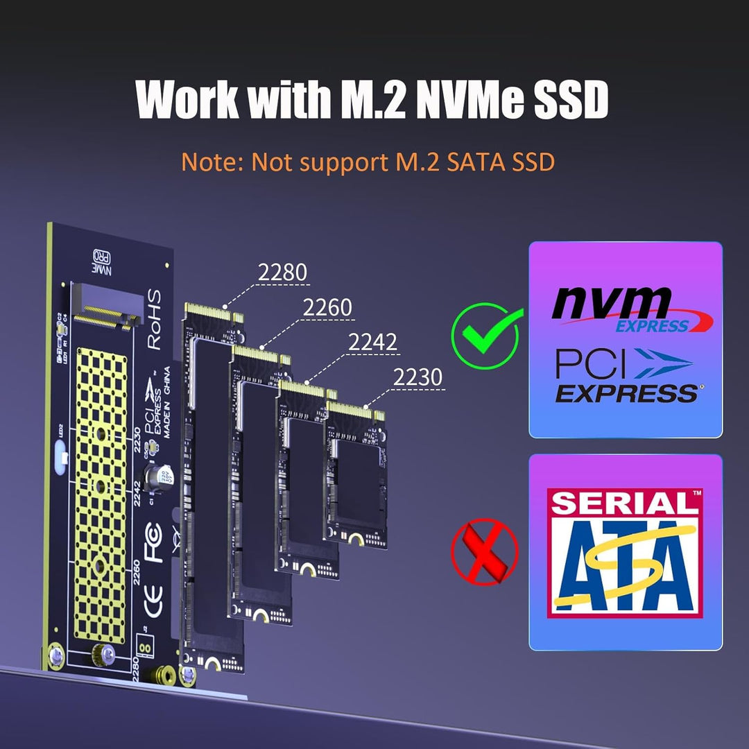 GLOTRENDS PA09-HS M.2 NVMe zu PCIe 4.0 X4 Adapter mit M.2 Kühlkörper für 2280/2260/2242/2230 M.2 NVM