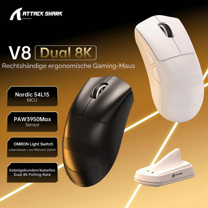 MAMBASNAKE x Attack Shark V8 Wireless Gaming Mouse, 59g Ultra-Lightweight, PAW3950MAX Sensor, Shark