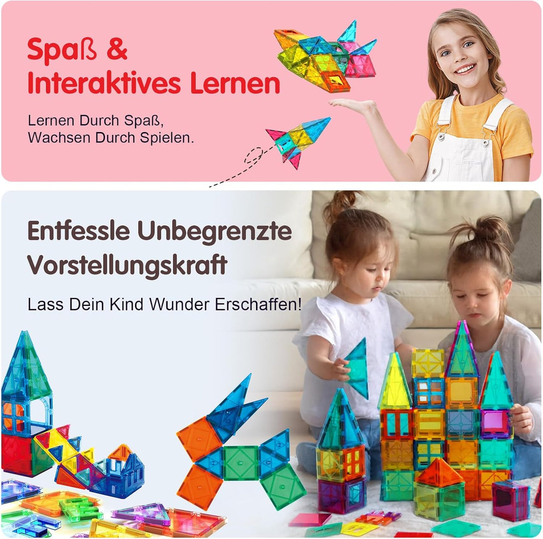 SURFOU 58 Magnetische Fliesen Kinderspielzeug STEM Magnet Montessori Spielzeug, Sensorisches Spielze
