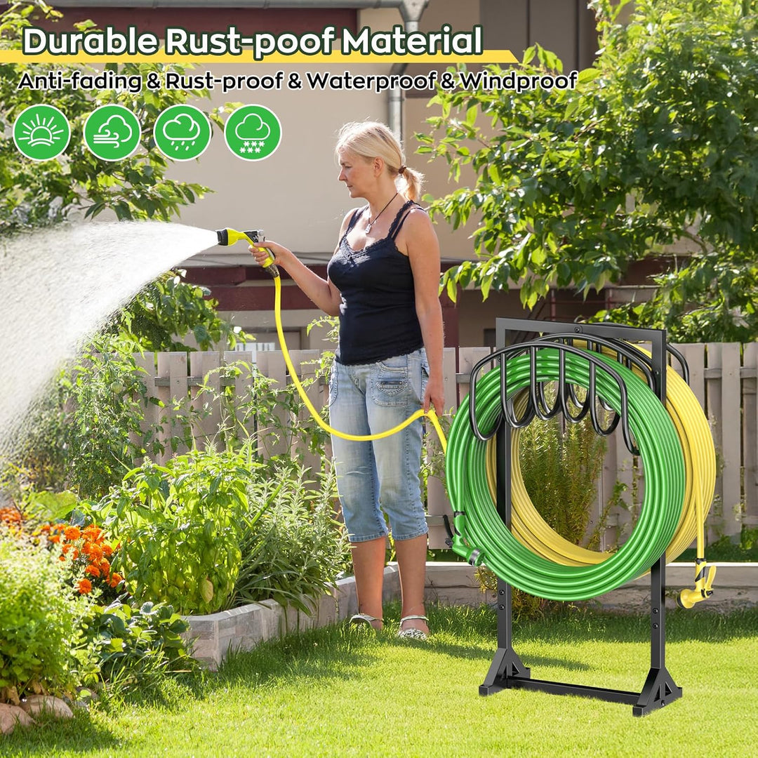 Gartenschlauchhalter für 2 x 45 m Schläuche, strapazierfähiger freistehender Metall-Schlauchhalter m