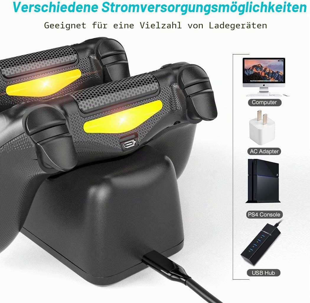 PS4 Controller Ladestation, Playstation 4 Controller Ladestation mit 1,8 Stunden Ladechip, PS4 Charg