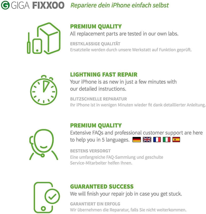 GIGA Fixxoo® iPhone 11 Pro Display Original [inkl. Werkzeug-Kit] - Retina LCD Glas mit Touchscreen -