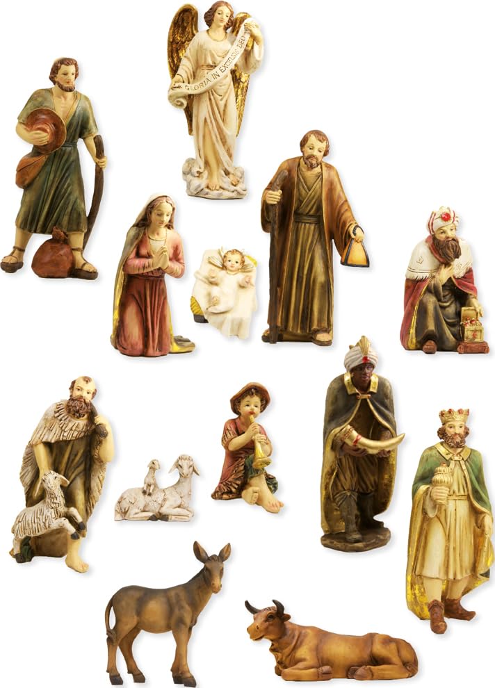 FADEDA 13x Krippenfiguren/Höhe:10 cm/handbemalt/detailgetreue Krippen Figuren - Weihnachten Tisch De