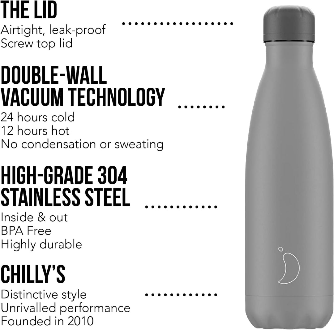 Chilly’s Original Bottle – Edelstahl Trinkflasche – BPA-freie Wasserflasche, Doppelwanding Vakuumiso