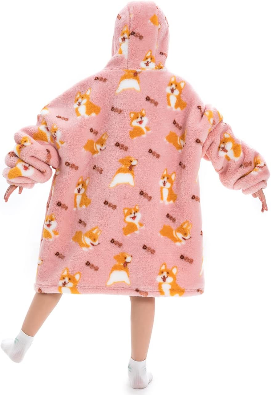 Ruiuzioong Kinder Übergrosse Kapuzenpullover,Super Weich Warmes Bequeme Tragbare Decken Sweatshirt f