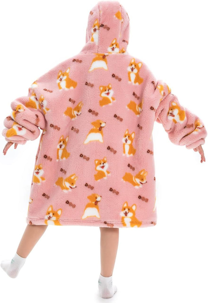 Ruiuzioong Kinder Übergrosse Kapuzenpullover,Super Weich Warmes Bequeme Tragbare Decken Sweatshirt f