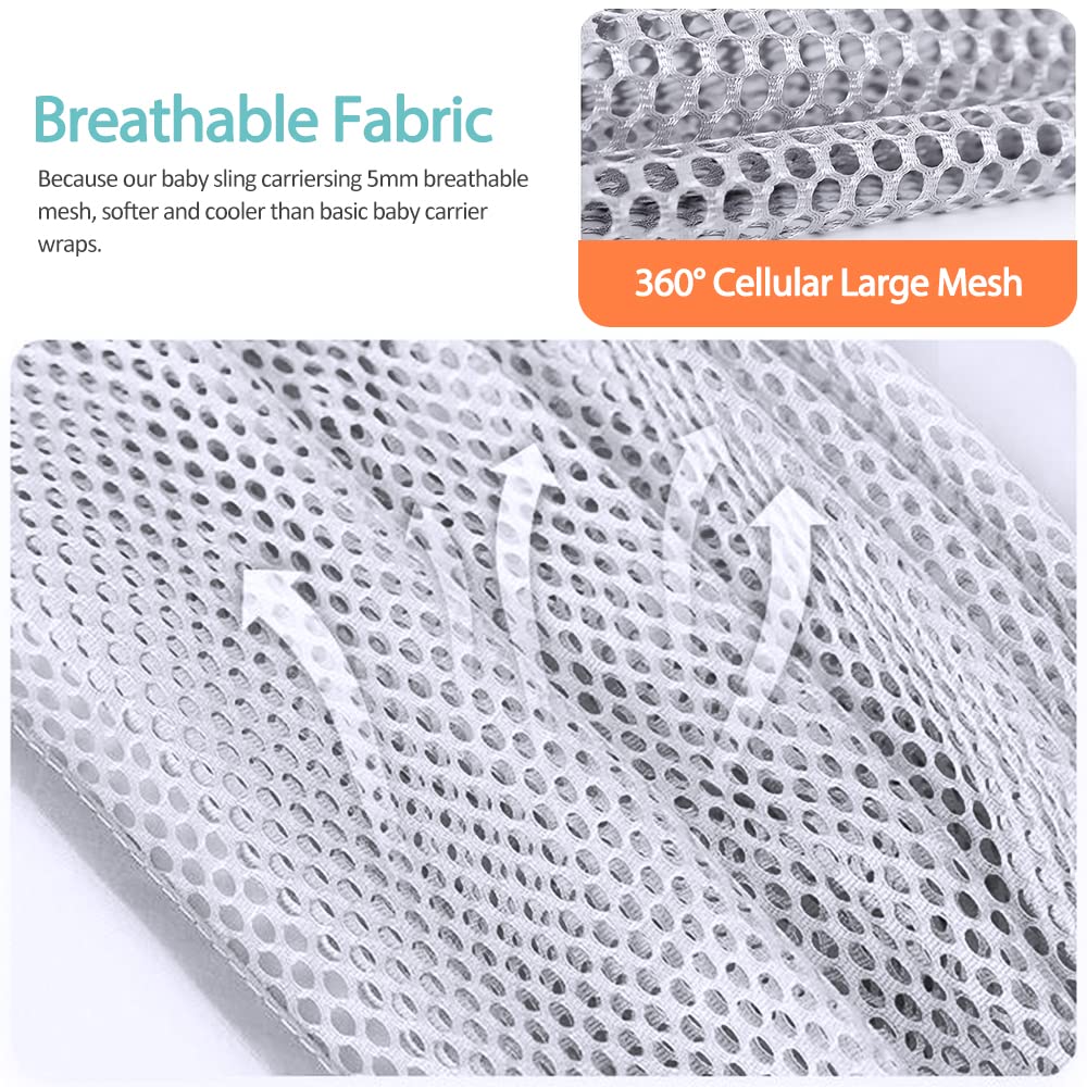 Breathable Baby Sling, Adjustable Baby Wrap, Baby Carrier Wrap, Quick Dry, 3D Mesh Fabric, Thick Sho