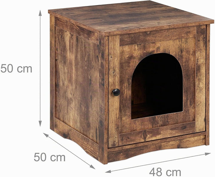 Relaxdays Katzenschrank für Katzentoilette, Tür mit offenem Eingang, Industrial-Stil, HBT 50x48x50 c