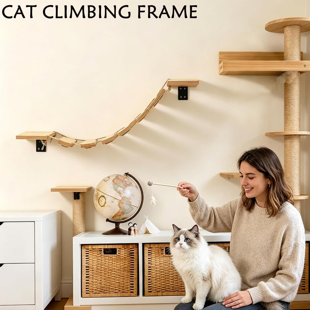 Kletterwand Katze Set, Kletterwand Katzen, Katzenzubehör Mit Plattform, Wandbrücke, Katzenbrücke Und