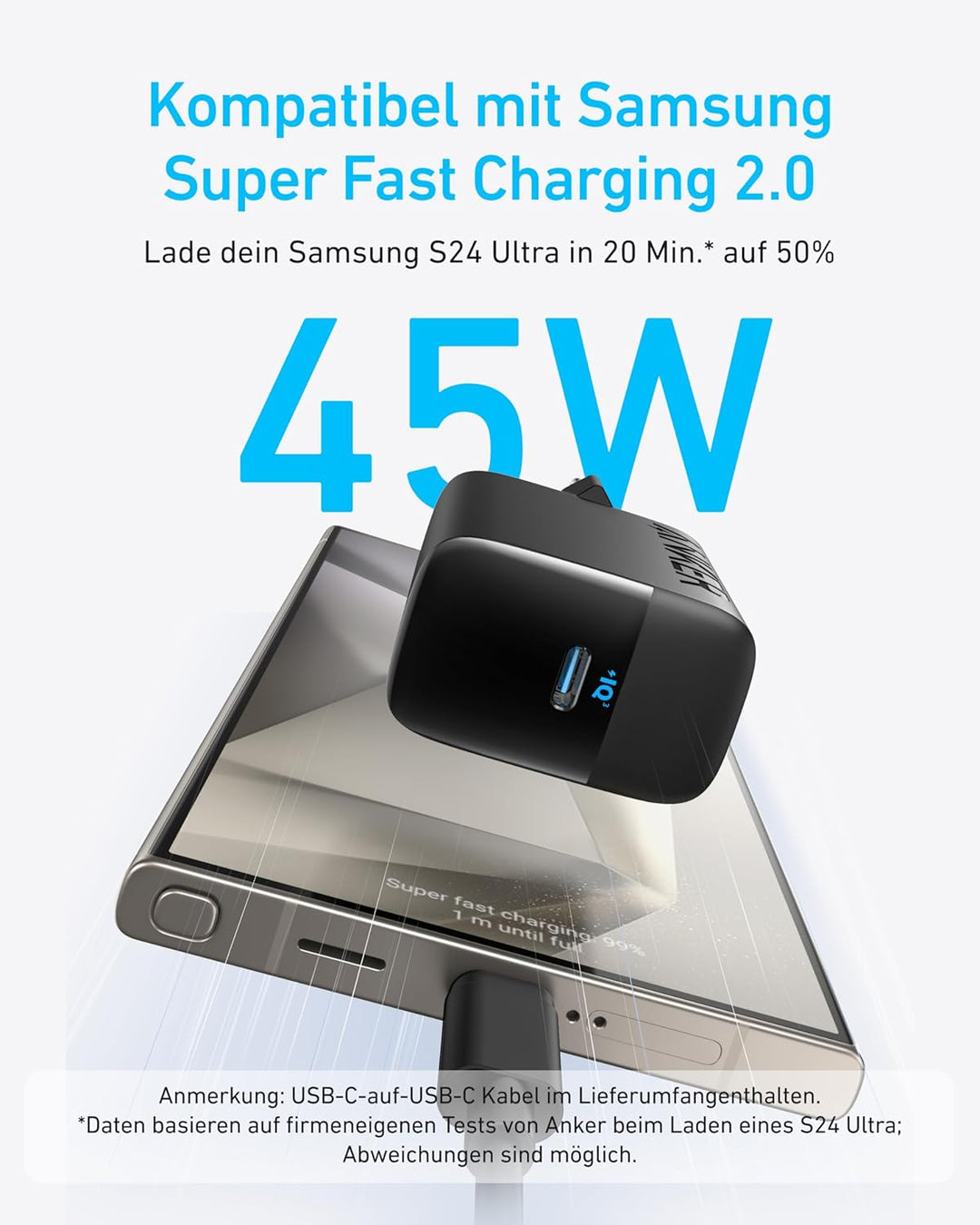 Anker 45W USB C Ladegerät,iPad Ladegerät, PPS-Schnellladen Netzteil für Samsung Galaxy S24 Ultra/S24