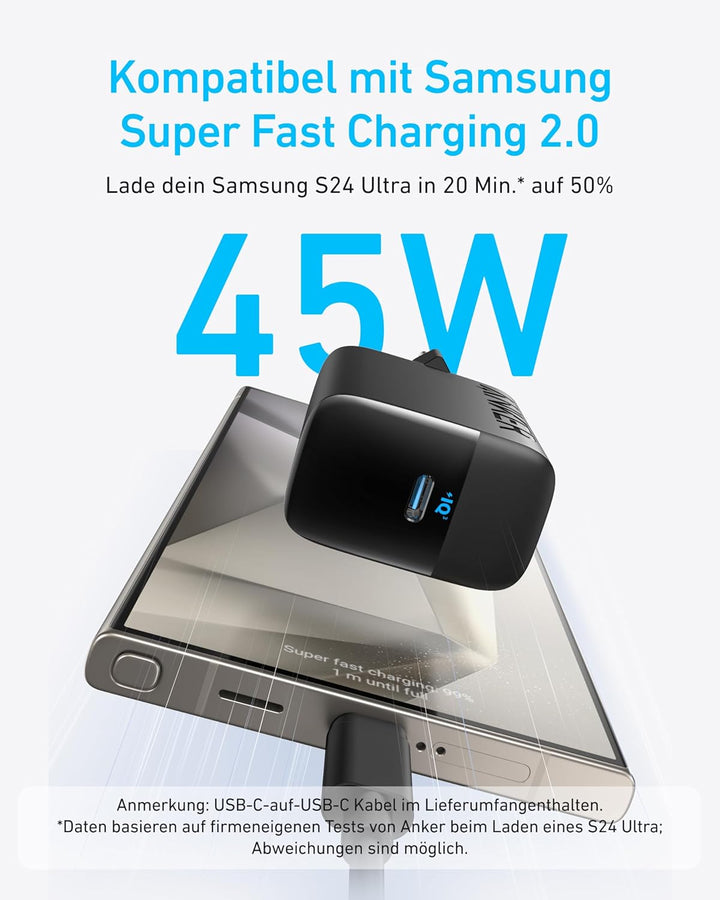 Anker 45W USB C Ladegerät,iPad Ladegerät, PPS-Schnellladen Netzteil für Samsung Galaxy S24 Ultra/S24