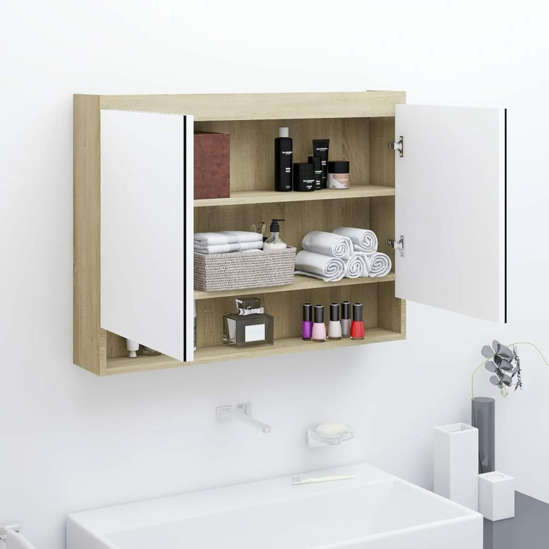 Gecheer Bad Spiegelschrank mit 2 Türen & 3 Fächer Badezimmerspiegel Badspiegel Badschrank Badezimmer
