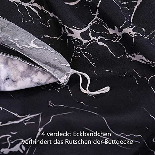 Boqingzhu Bettwäsche 220x240 cm Marmor Optik Schwarz Weiss Bettwäsche Set Microfaser 3 Teilig Wendeb