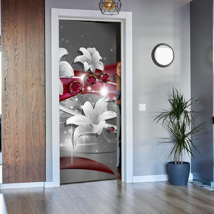 wandmotiv24 Türtapete Abstrakt Diamant Lilie 80 x 200cm (B x H) - Dekorfolie selbstklebend Sticker f