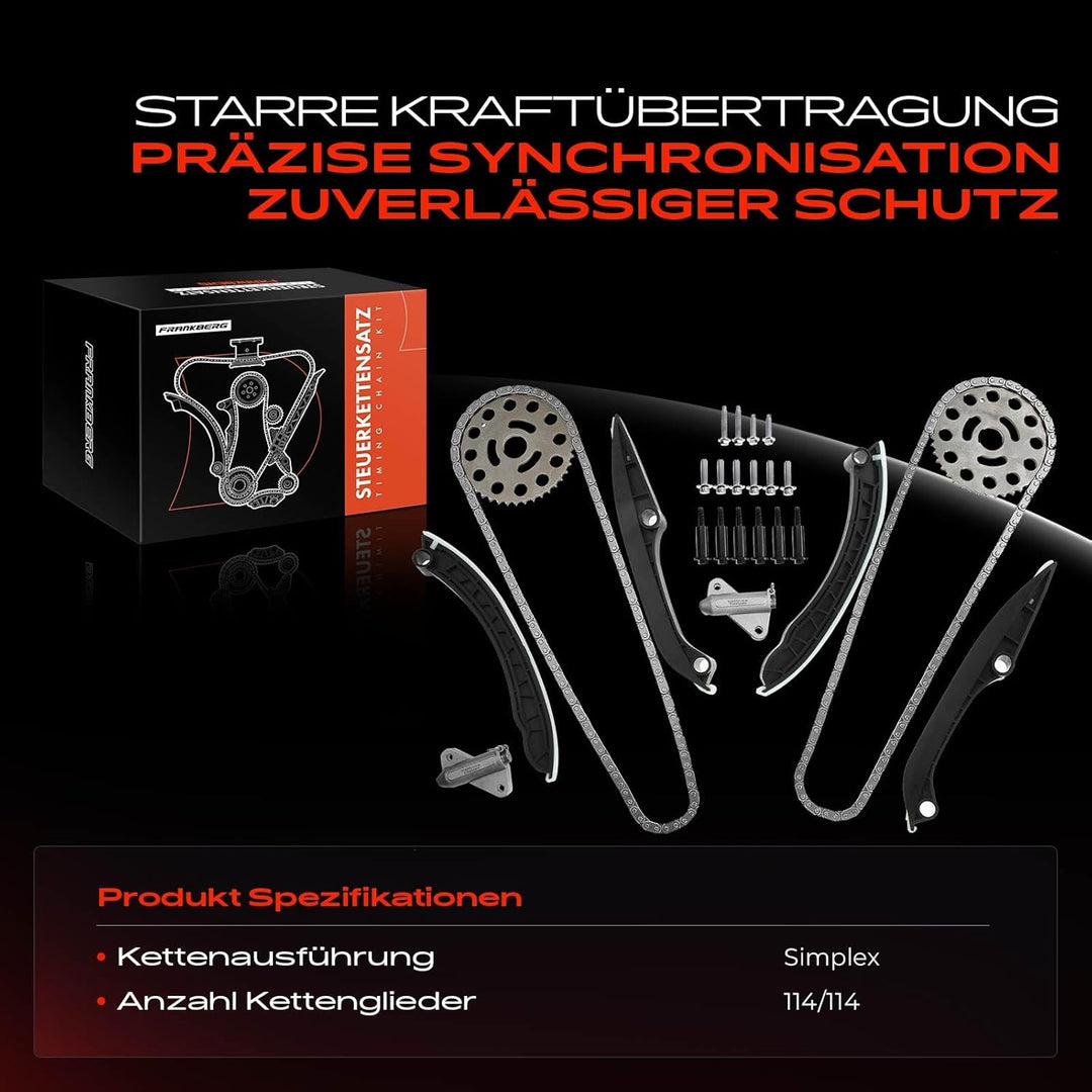 Frankberg Steuerkettensatz Kompatibel mit EX FX M Q70 QX50 I QX70 NP300 Navara Pathfinder III Laguna